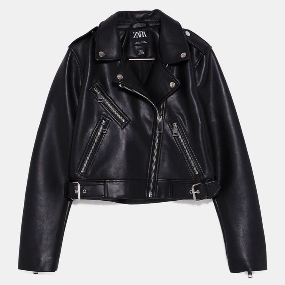 Zara Black Faux Leather Moto Jacket